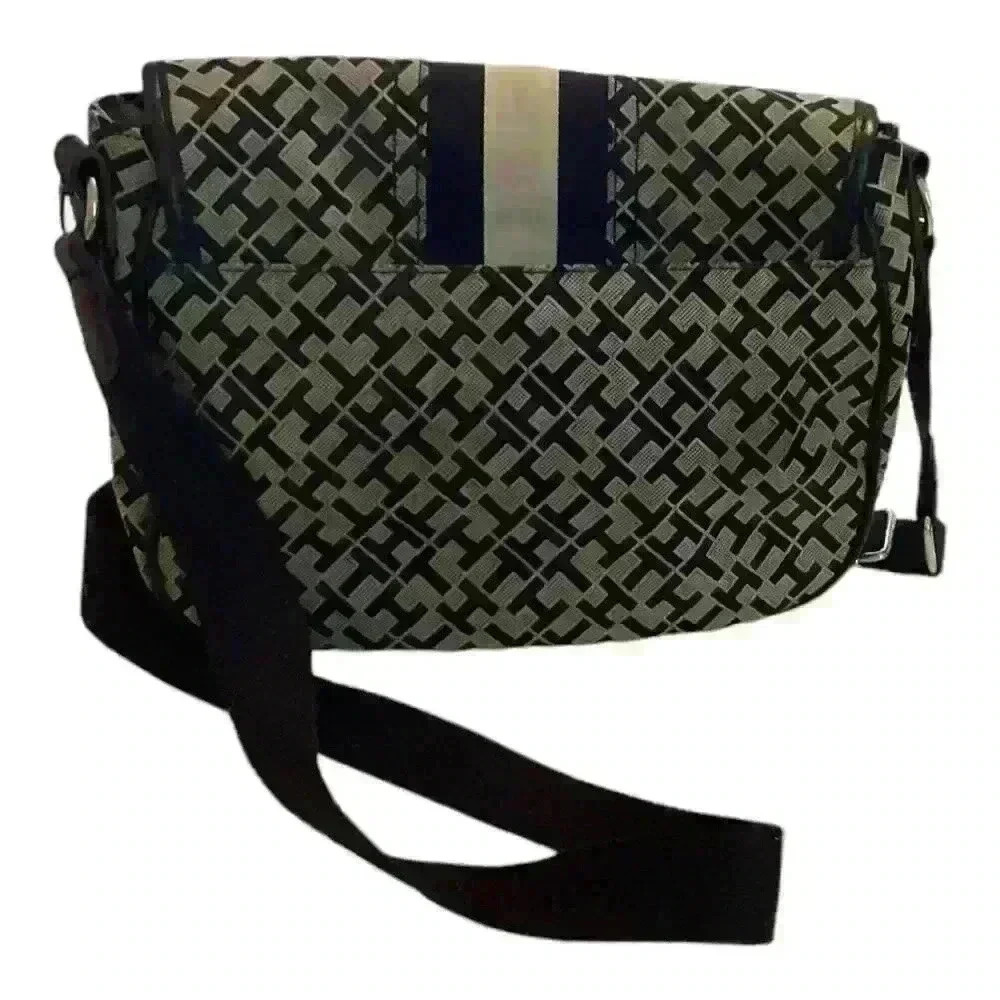 Tommy Hilfiger Women's Crossbody Bag Black/Tan TH Logo Monogram - Picture 2 of 3